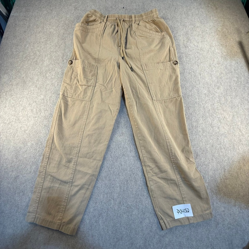 7 For All Mankind Tan Khaki Cargo Utility Pants Elastic Waist Drawstring Small